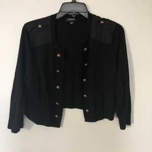 Torrid Black Cropped Sweater with Gold Buttons